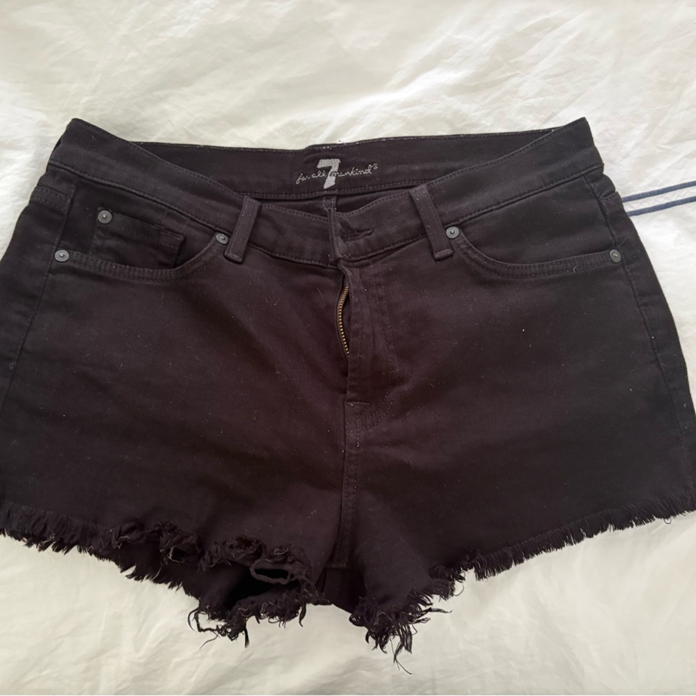 7 For All Mankind Black Jean Shorts